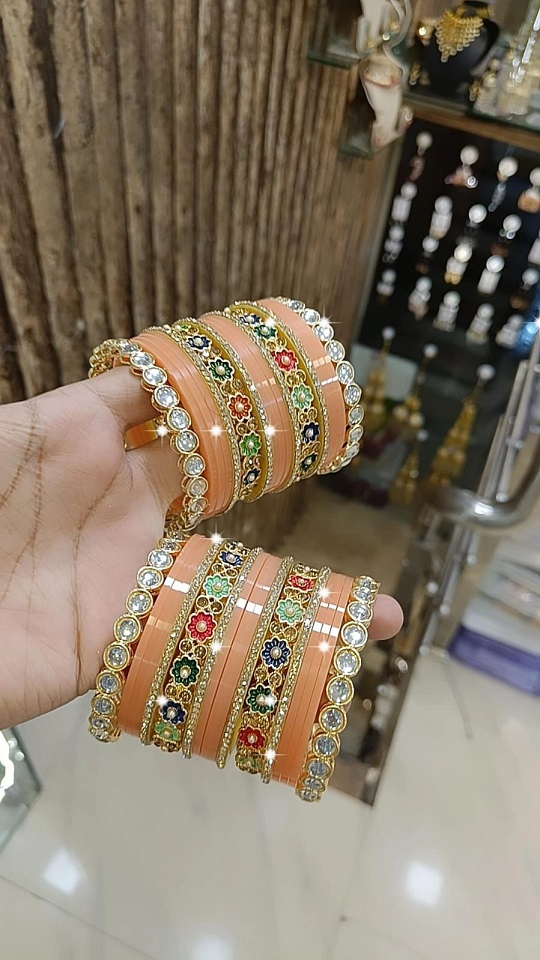 Kundan meena bangles clearance
