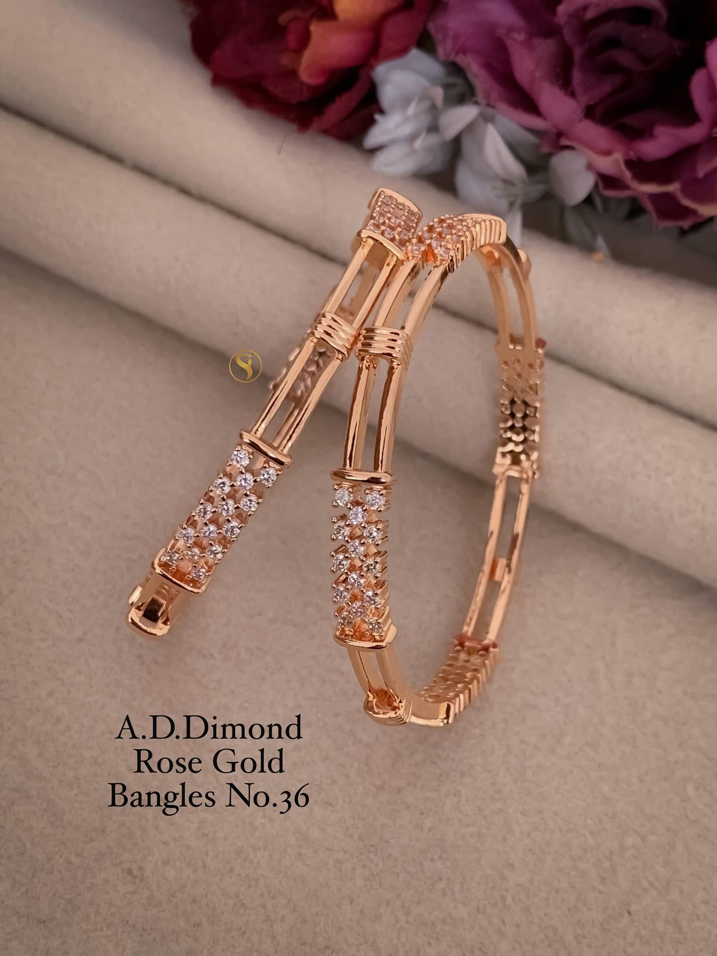 Rose gold diamond bangle online
